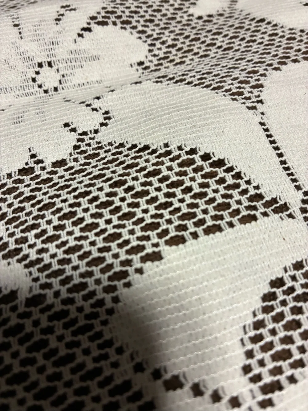 Elegant White Lace Tablecloth with Floral Ribbon Design